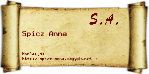 Spicz Anna névjegykártya